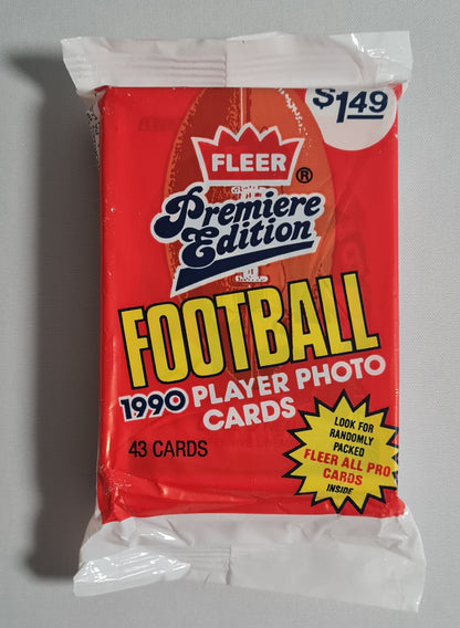 Football Cards  (One Pack)- 1990 Fleer Premiere Edition Football Player Photo Cards 43 Card Pack Sealed