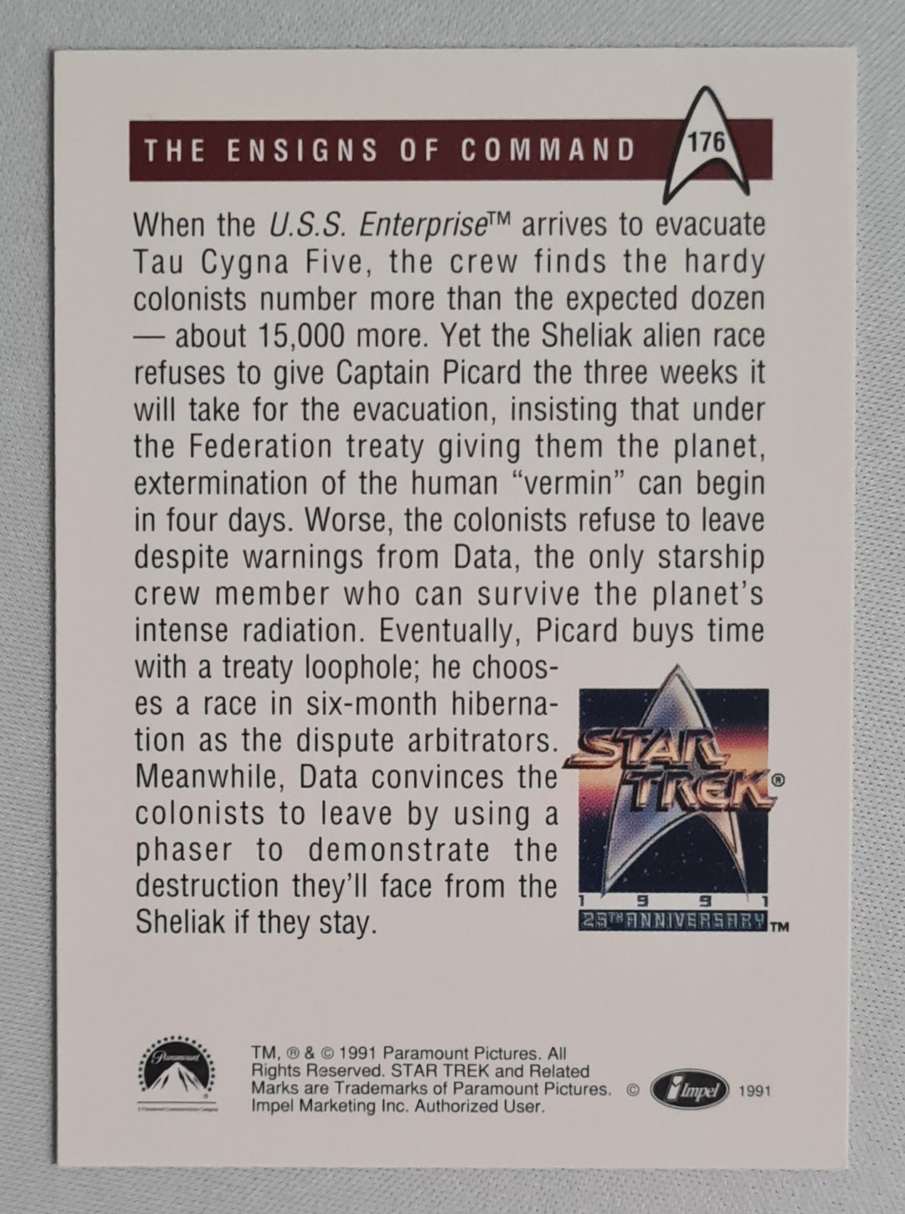 Data - 1991 Paramount Pictures - Star Trek The Ensigns of Command - Star Trek Next Generation #176