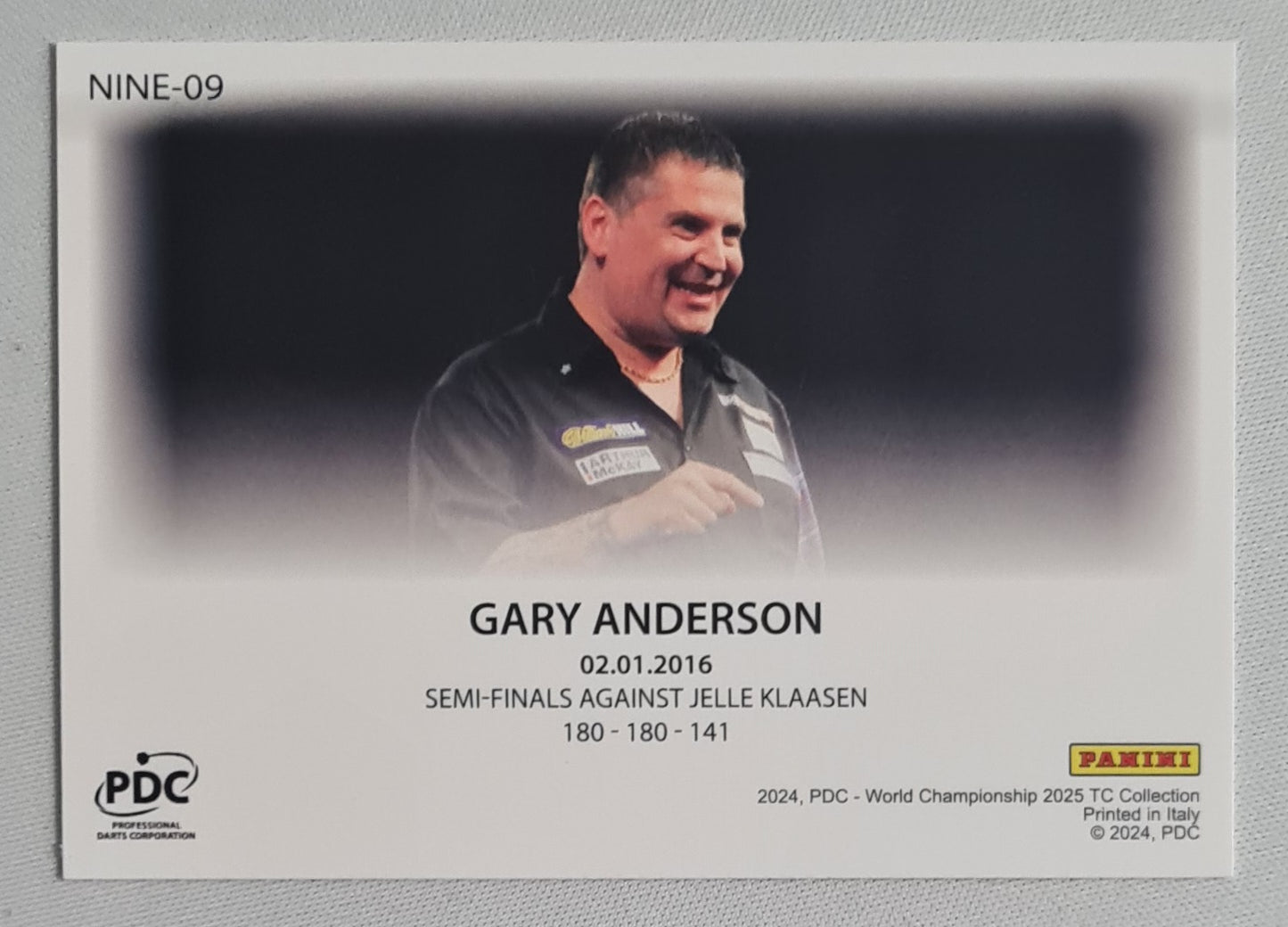 Gary Anderson - 2024 Panini PDC World Championship Darts TC Collection "9 Dart Club" #NINE-09