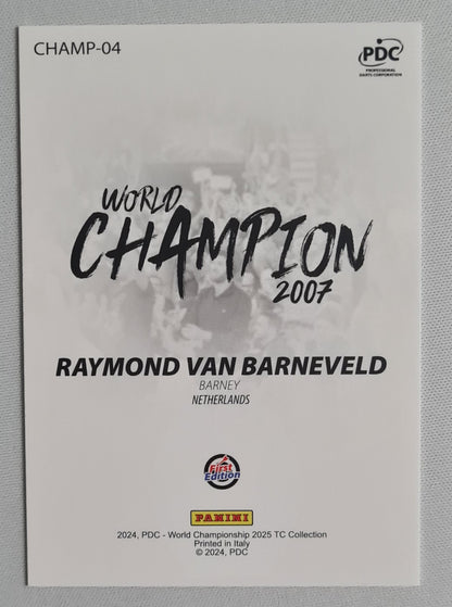 Raymond van Barneveld - 2024 Panini PDC World Championship Darts TC Collection - WORLD CHAMPION 2007 "Barney"#CAMP-04