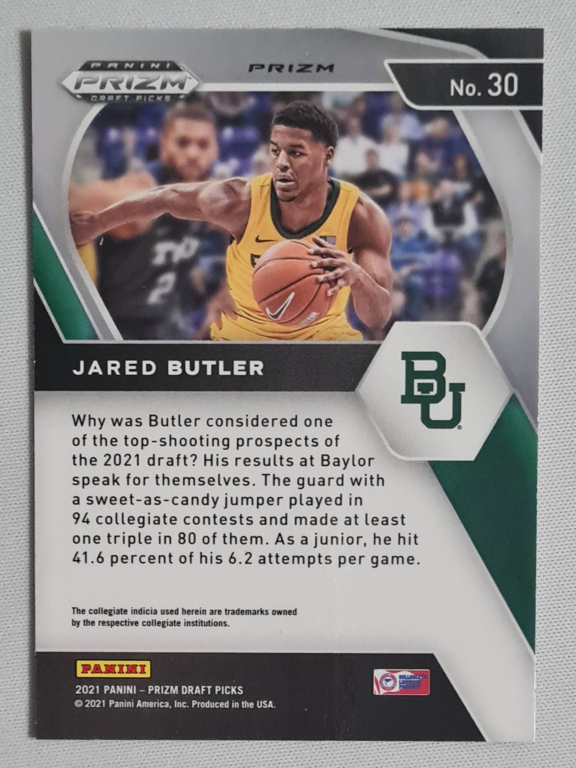 Jared Butler - 2021 Panini Prizm Draft Picks (RC) Basketball BU #30 Orange Cracked Ice