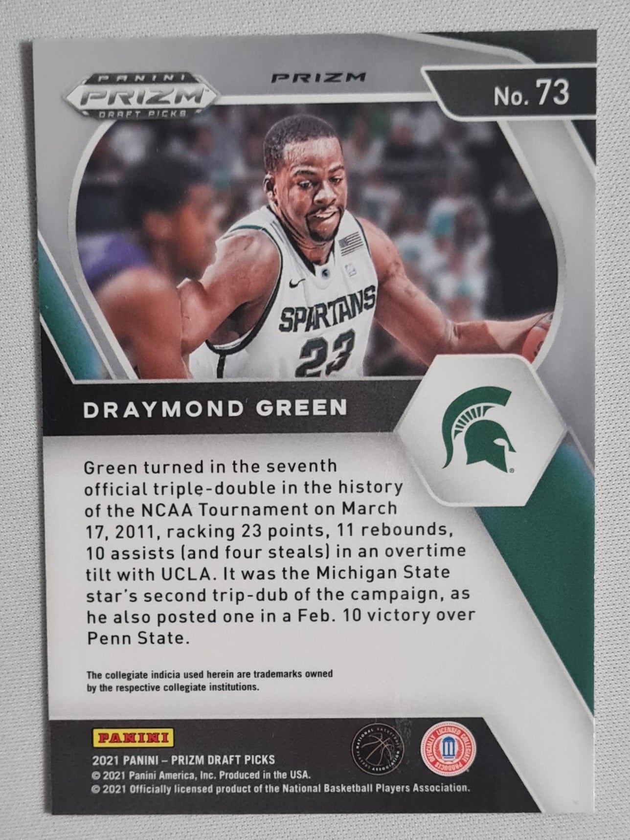 Draymond Green - 2021 Panini Prizm Draft Picks Basketball Spartans #73 Orange Cracked Ice