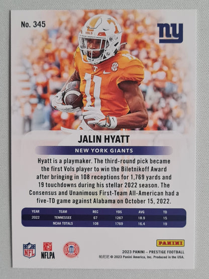 Jalin Hyatt - 2023 Panini Prestige Football (NFL New York Giants) #345 (RC)