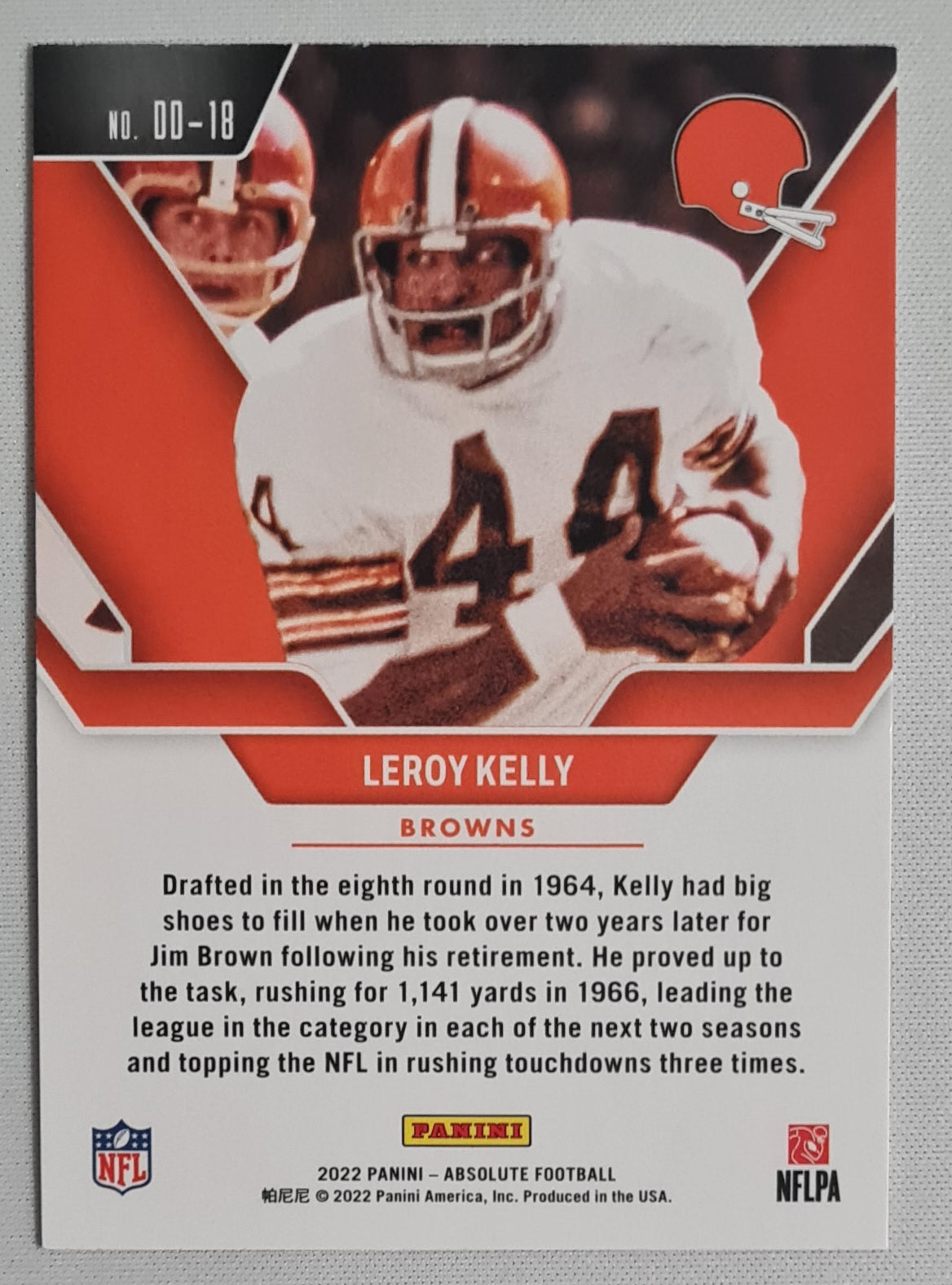 Leroy Kelly - 2022 Panini Absolute Football - Draft Diamonds Pick 110 in 1964 #DD-18