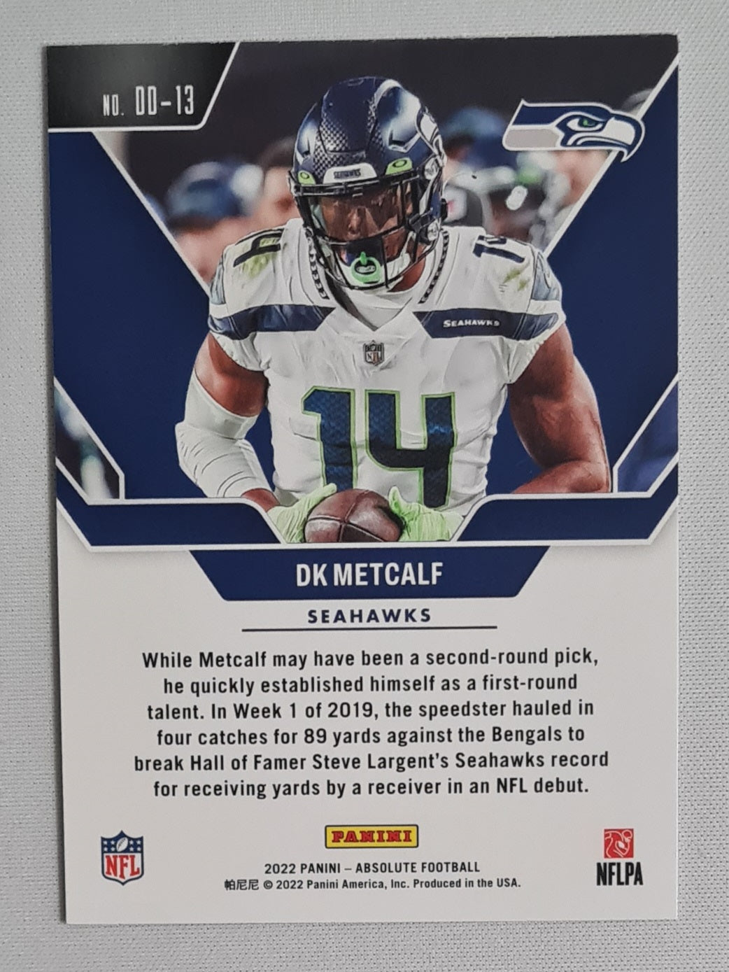 DK Metcalf- 2022 Panini Absolute Football - Draft Diamonds Pick 64 in 2019 #DD-13