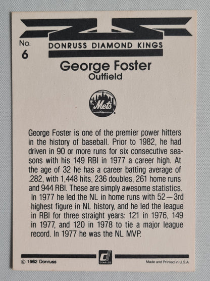 George Foster - 1982 Donruss Diamond Kings Mets #6