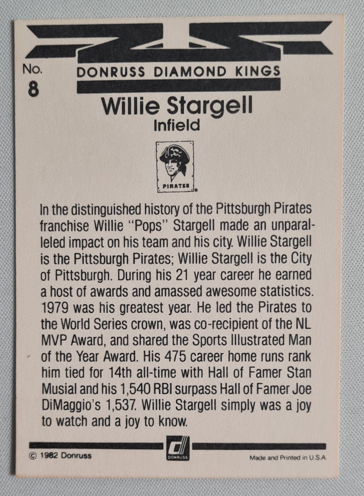 Willie Stargell - 1982 Donruss Diamond Kings Pirates #8