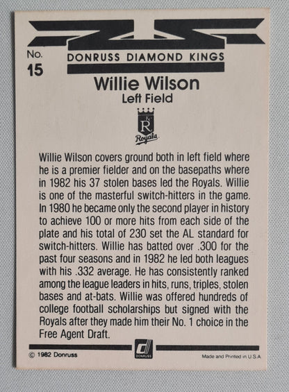 Willie Wilson - 1982 Donruss Diamond Kings Royals #15