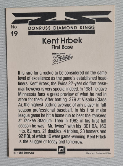 Kent Hrbek - 1982 Donruss Diamond Kings MLB Twins #19
