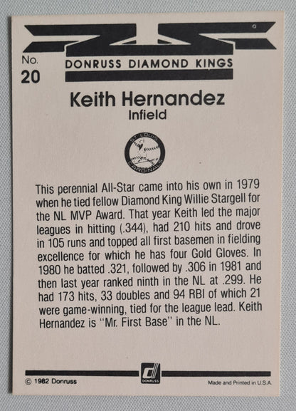 Keith Hernandez - 1982 Donruss Diamond Kings Cardinals #20