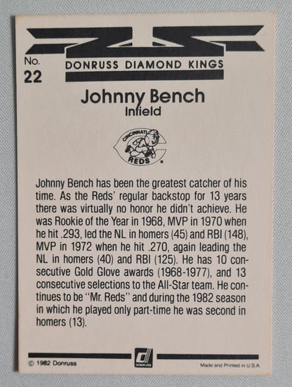 Johnny Bench - 1982 Donruss Diamond Kings Reds #22