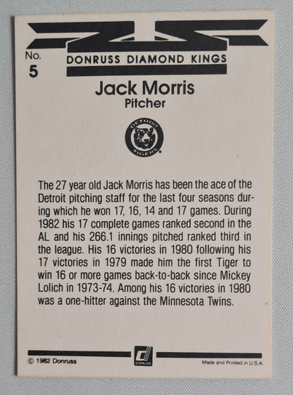 Jack Morris - 1982 Donruss Diamond Kings Tiger #5