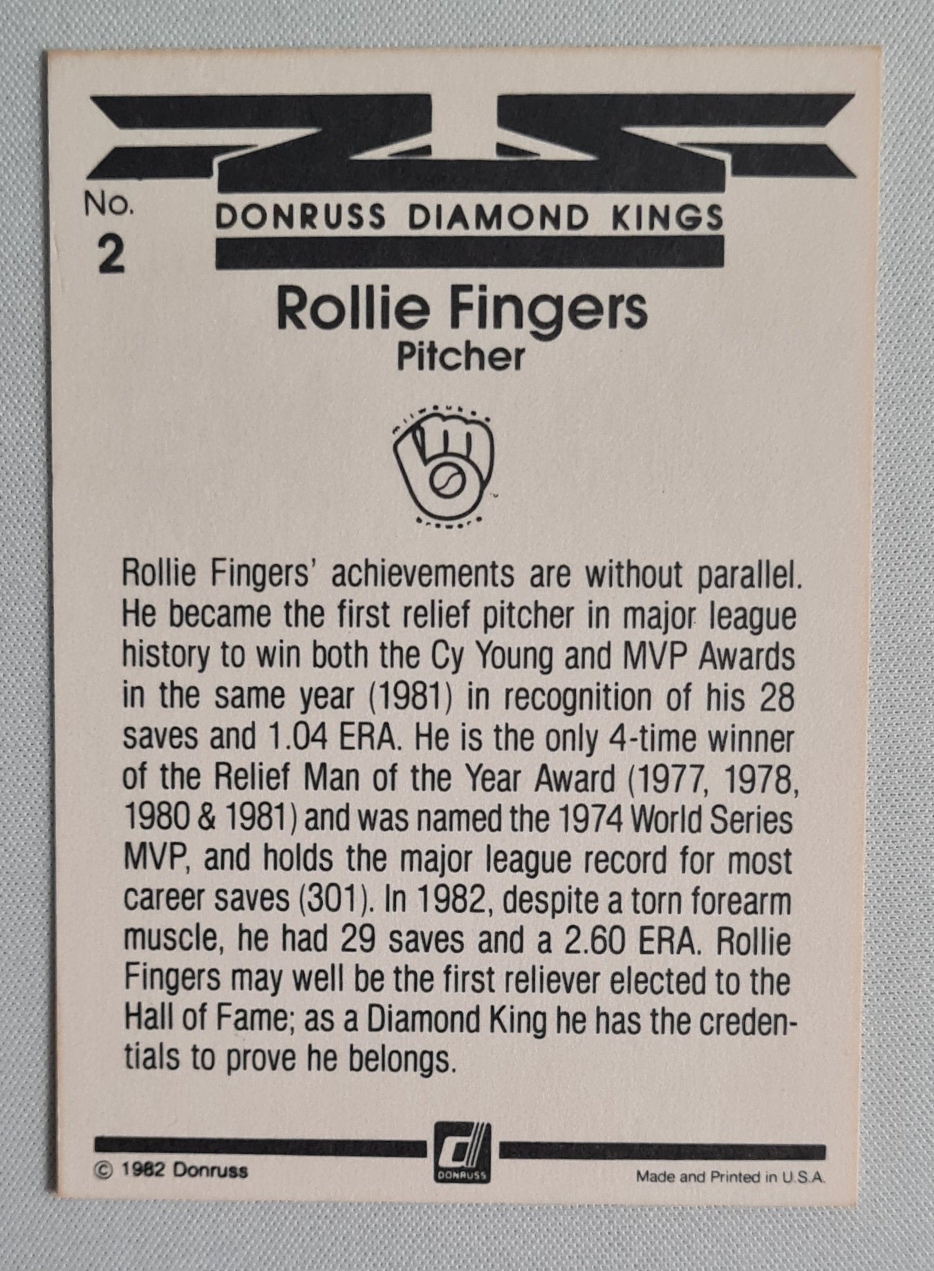 Rollie Fingers - 1982 Donruss Diamond Kings Brewers #2