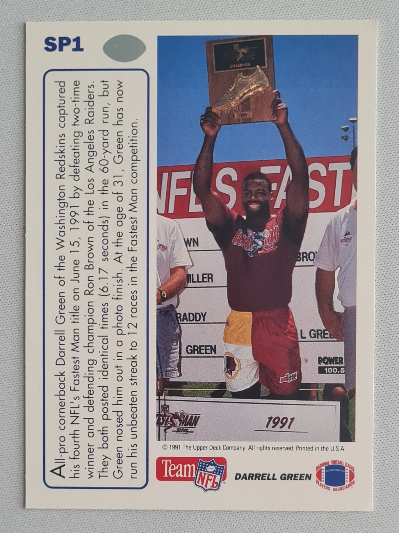 Darrell Green - 1991 Upper Deck Team NFL - NFL's Fastest Man Washington Redskins #SP1