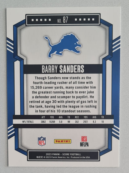 Barry Sanders - 2023 Panini Score Football NFL Detroit Lions #87