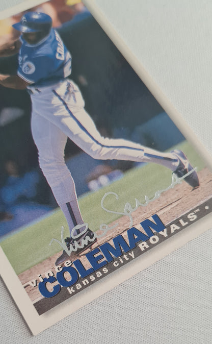 Vince Coleman - 1995 Upper Deck MLB Baseball Kansas City Royals Silver Auto #458