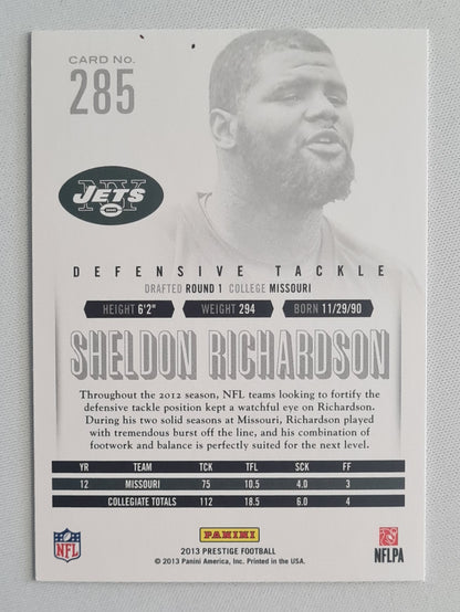Sheldon Richardson - 2013 Panini Prestige Football (RC) NFL New York Jets #285 ROOKIE