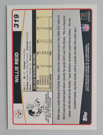 Willie Reid - 2006 Topps Rookie Card NFL Football Pittsburgh Steelers (AFC) #319