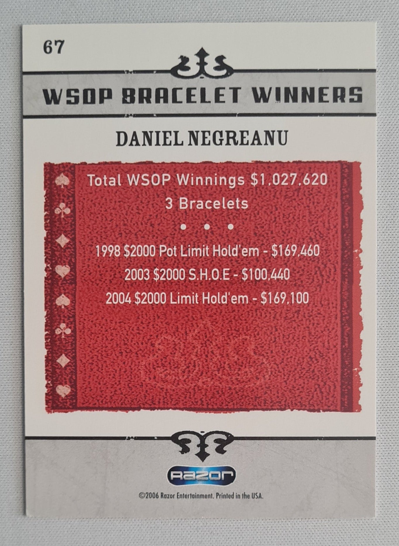 Daniel Negreanu - 2006 Razor Entertainment WSOP Bracelet Winners - POKER Star #67