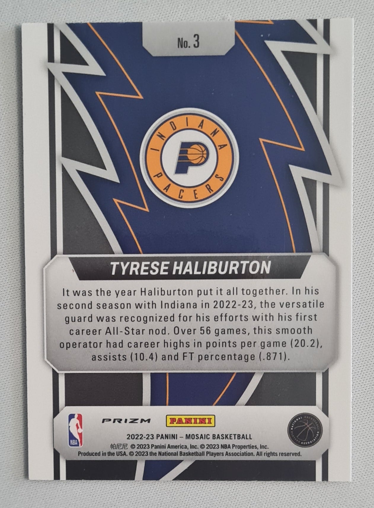 Tyrese Haliburton - 2022/23 Panini Mosaic Prizm Basketball NBA Indiana Pacers #3