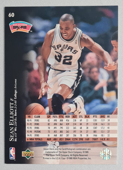 Sean Elliott - 1995 Upper Deck NBA Basketball San Antonio Spurs #60