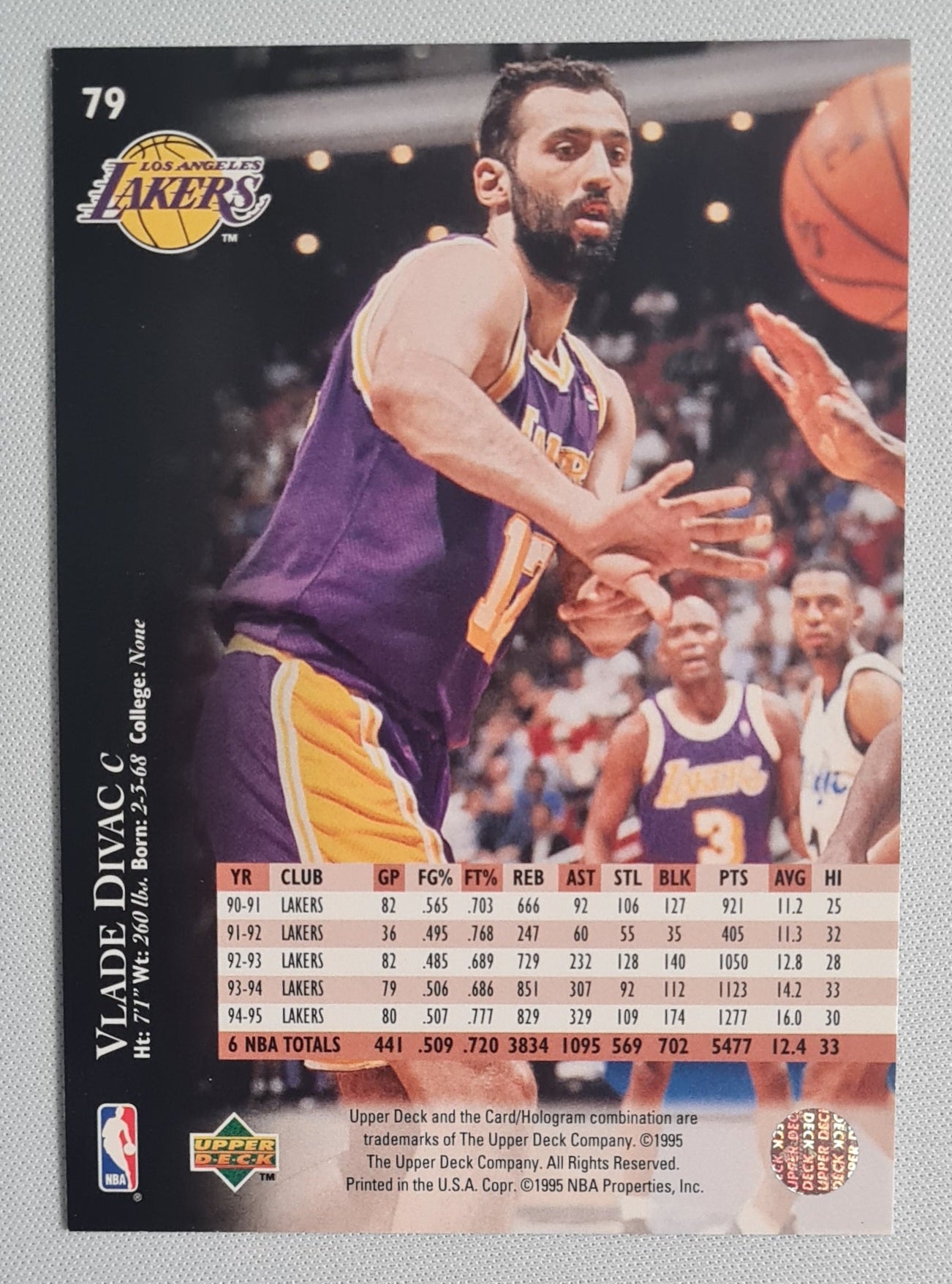 Vlade Divac - 1995 Upper Deck NBA Basketball L.A. Lakers  #79