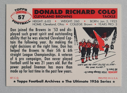 Don Colo - 1956 Topps Football Archives * The Ultimate 1956 Series #57