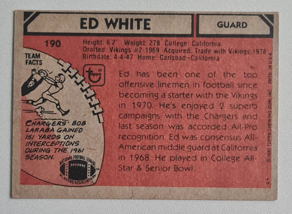 Ed White - 1980 Topps (from Chewing Gum edition pack) NFL Football AFC All-PRO #190