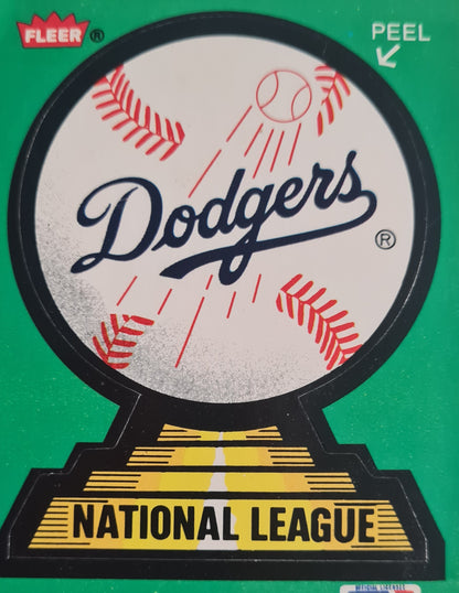 LA Dodgers - Fleer MLB Sticker Card - Team LOGO stickers with Peel option