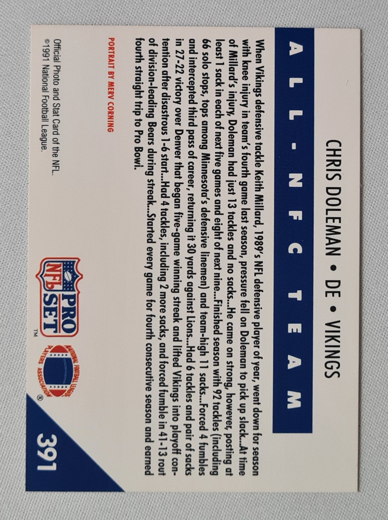 Chris Doleman - 1991 National Football League Pro Set NFL Minnesota Vikings #391