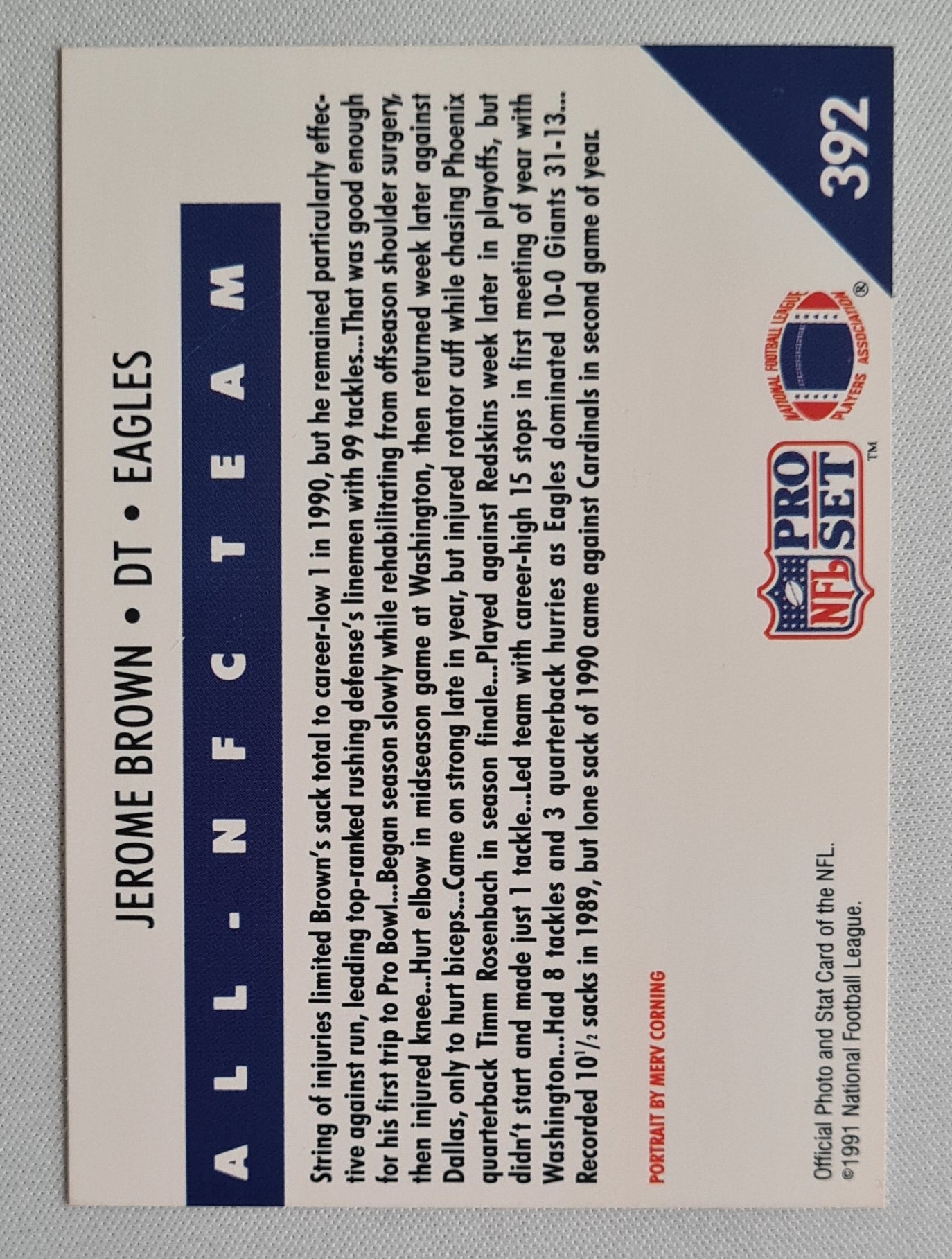 Jerome Brown - 1991 National Football League Pro Set NFL Philadelphia Eagles #392