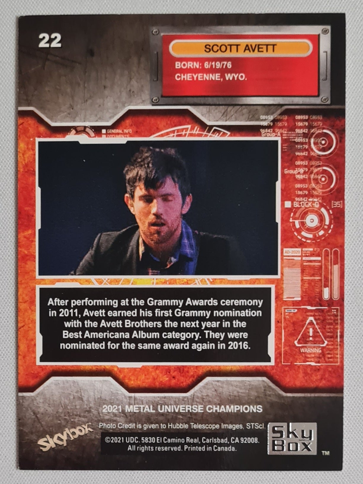 Scott Avett - 2021 Sky Box Metal Universe Champions - Musician #22