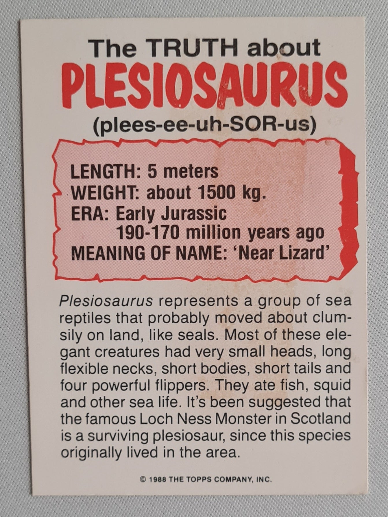 Plesiosaurus - 1988 Topps (Sticker card) #6