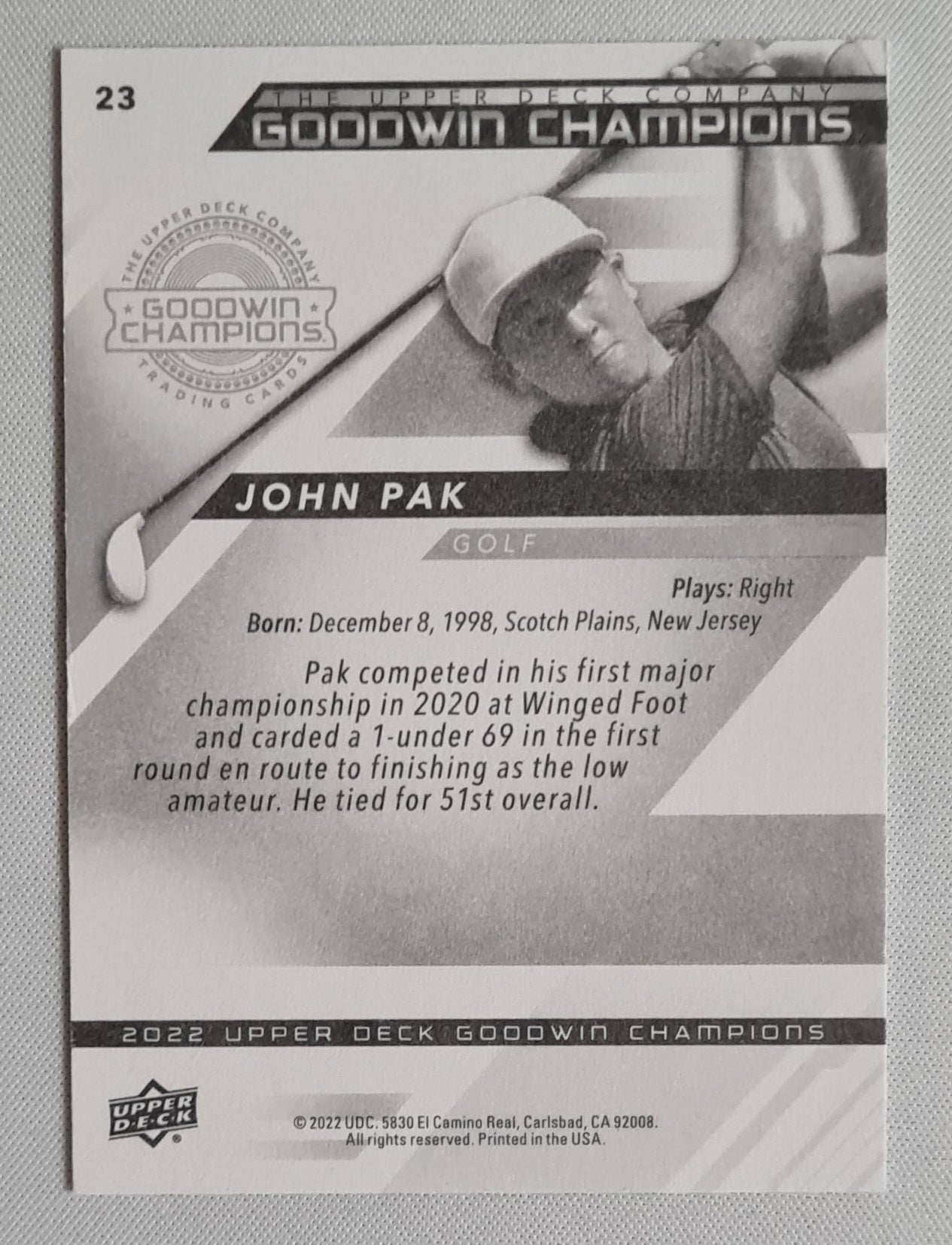 John Pak - 2022 Upper Deck Goodwin Champions - Golf #23
