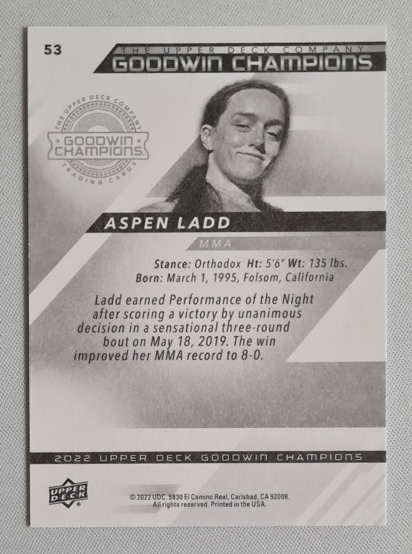 Aspen Ladd - 2022 Upper Deck Goodwin Champions MMA Fightster #53