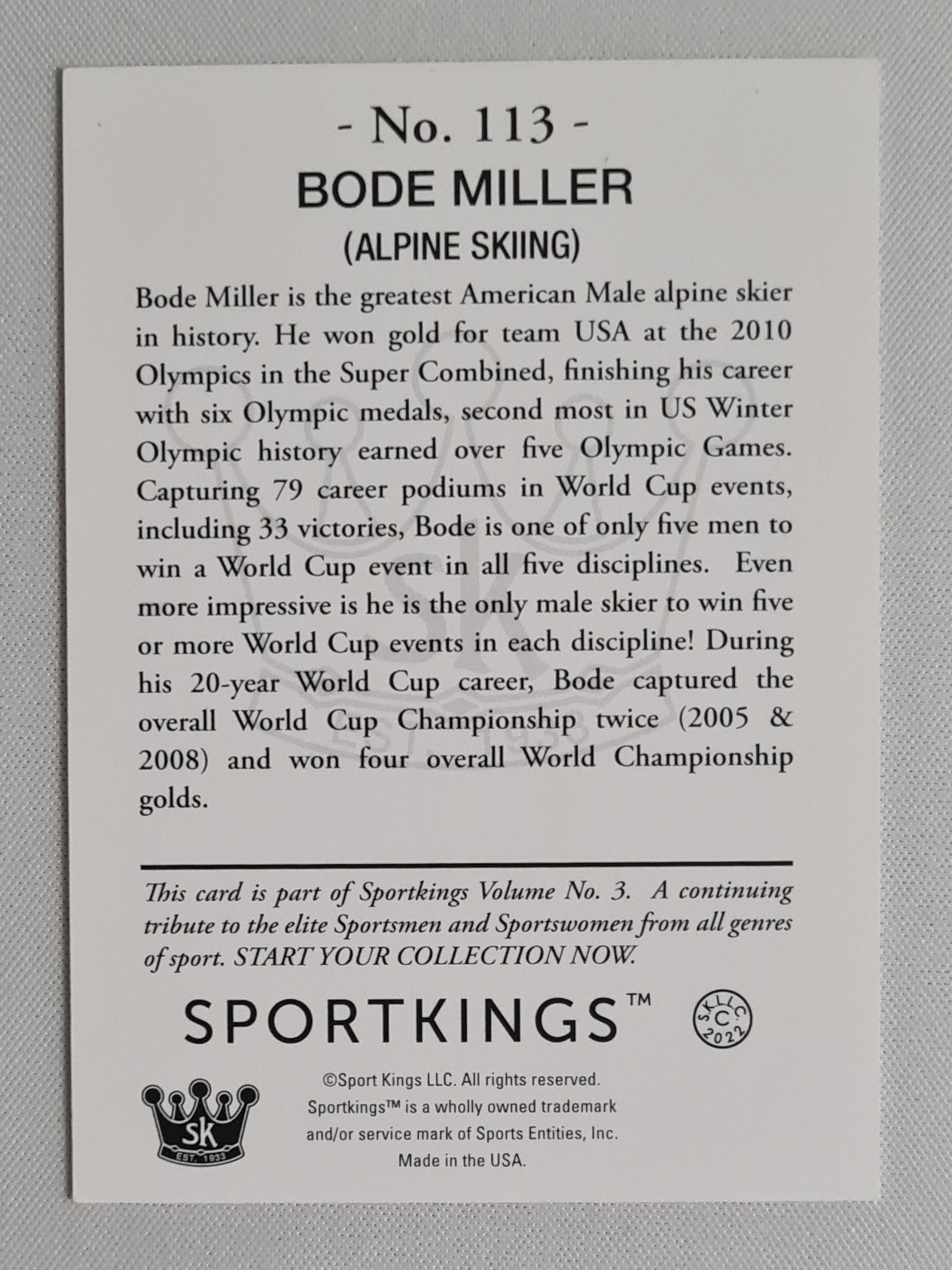 Bode Miller - 2022 Sport Kings Alpine Skiing #113
