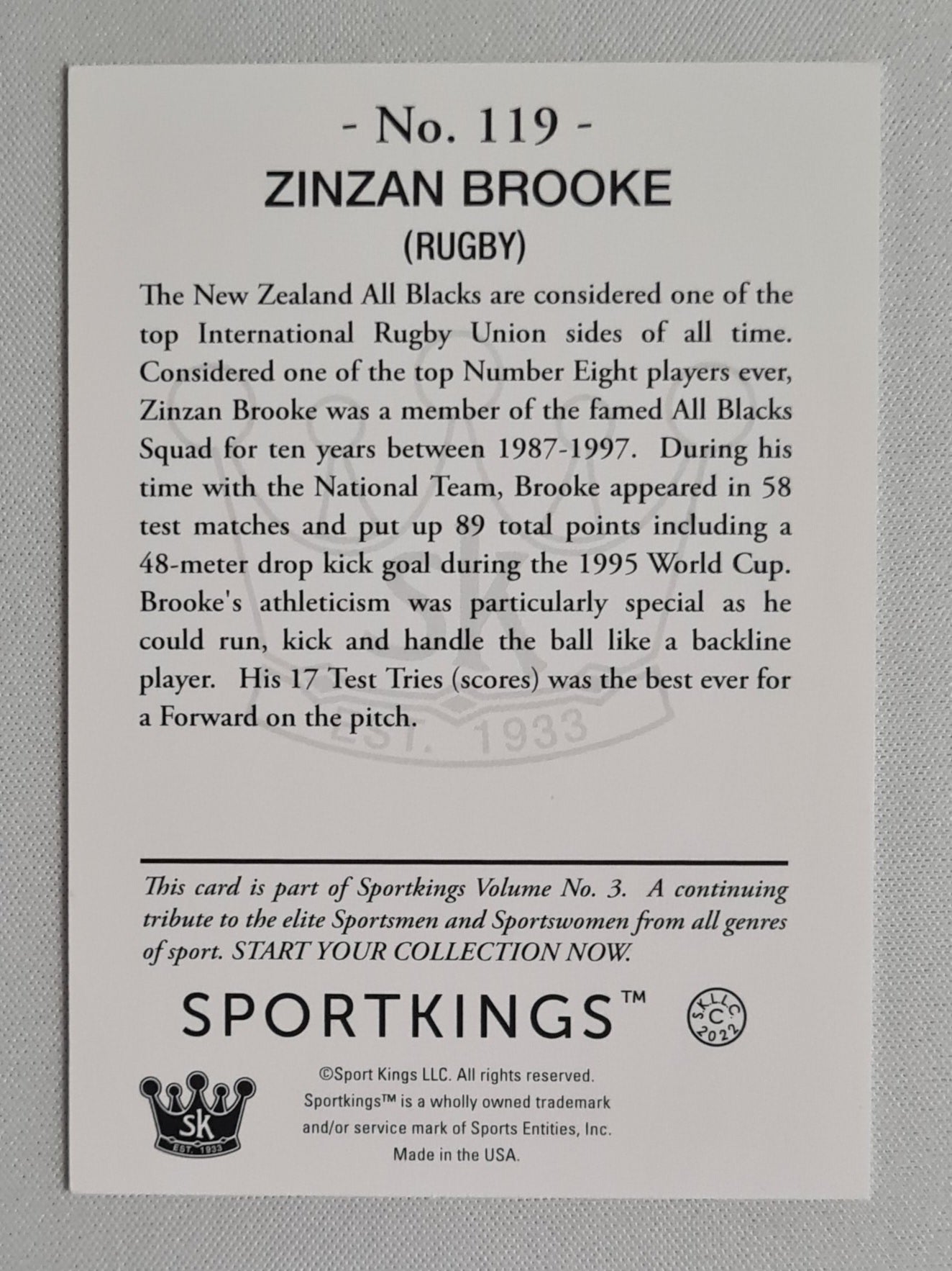 Zinzan Brooke - 2022 Sport Kings Rugby #119
