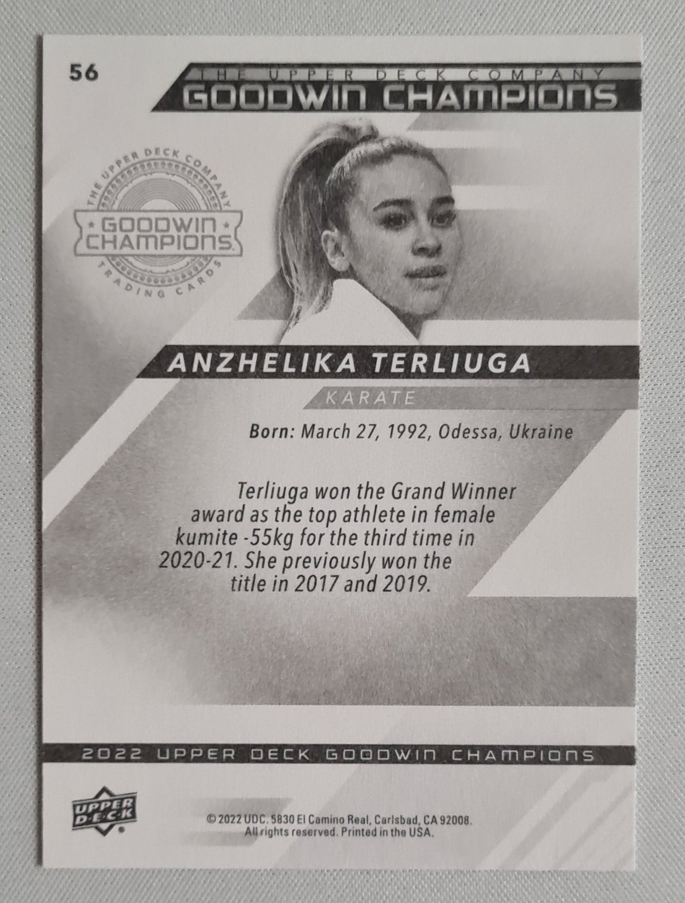 Anzhelika Terliuga - 2022 Upper Deck Goodwin Champion - Karate #56