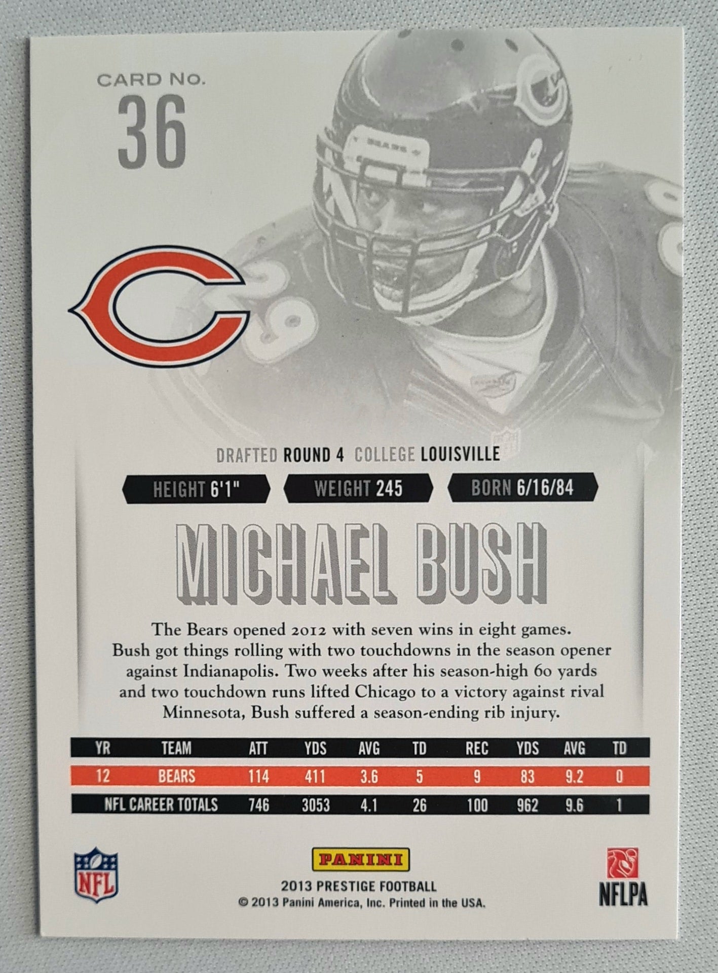 Michael Bush - 2013 Panini Prestige Football NFL Chicago Bears #36