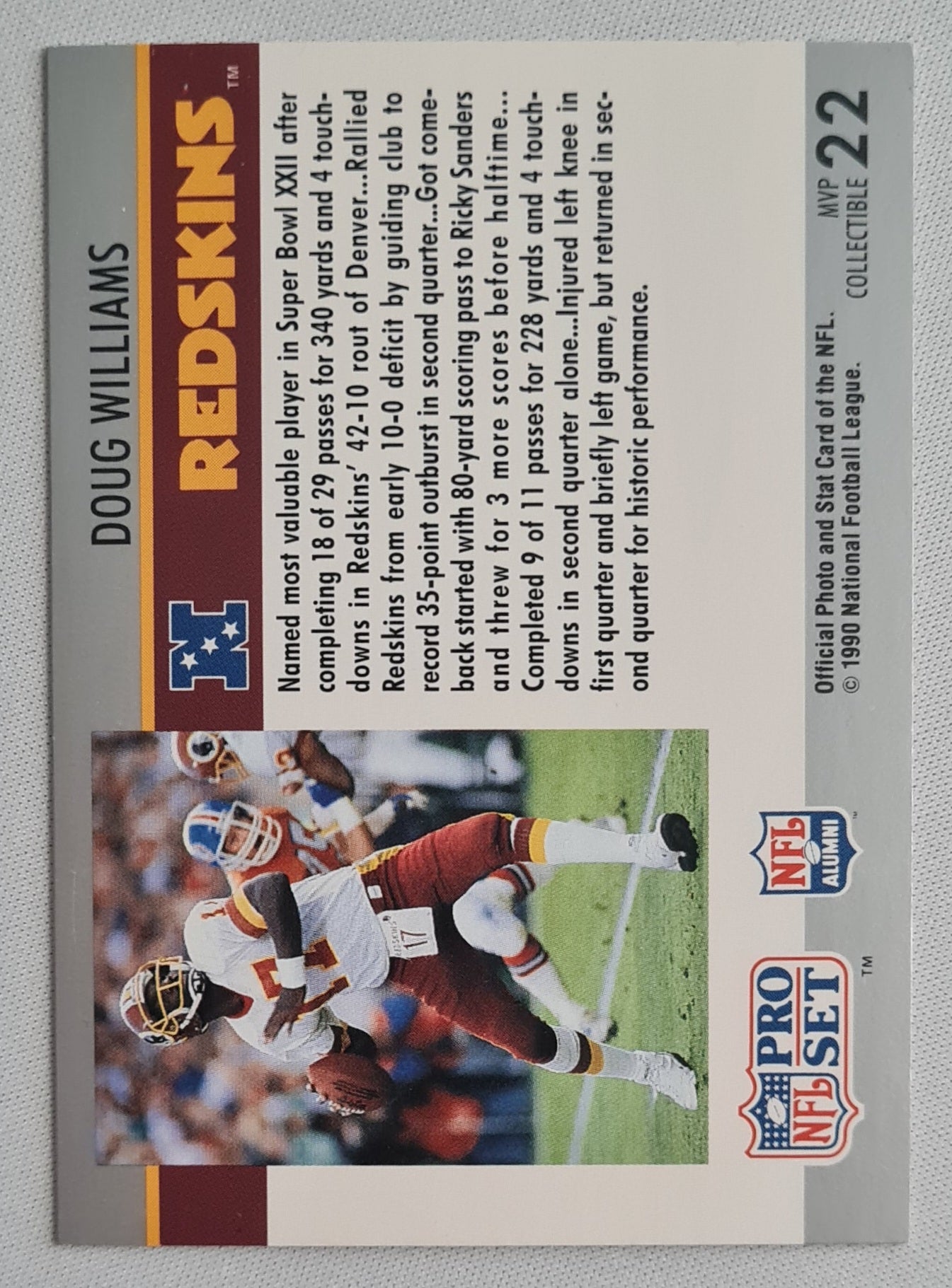 Doug Williams - 1990 National Football League PRO SET NFL Washington Redskins #22