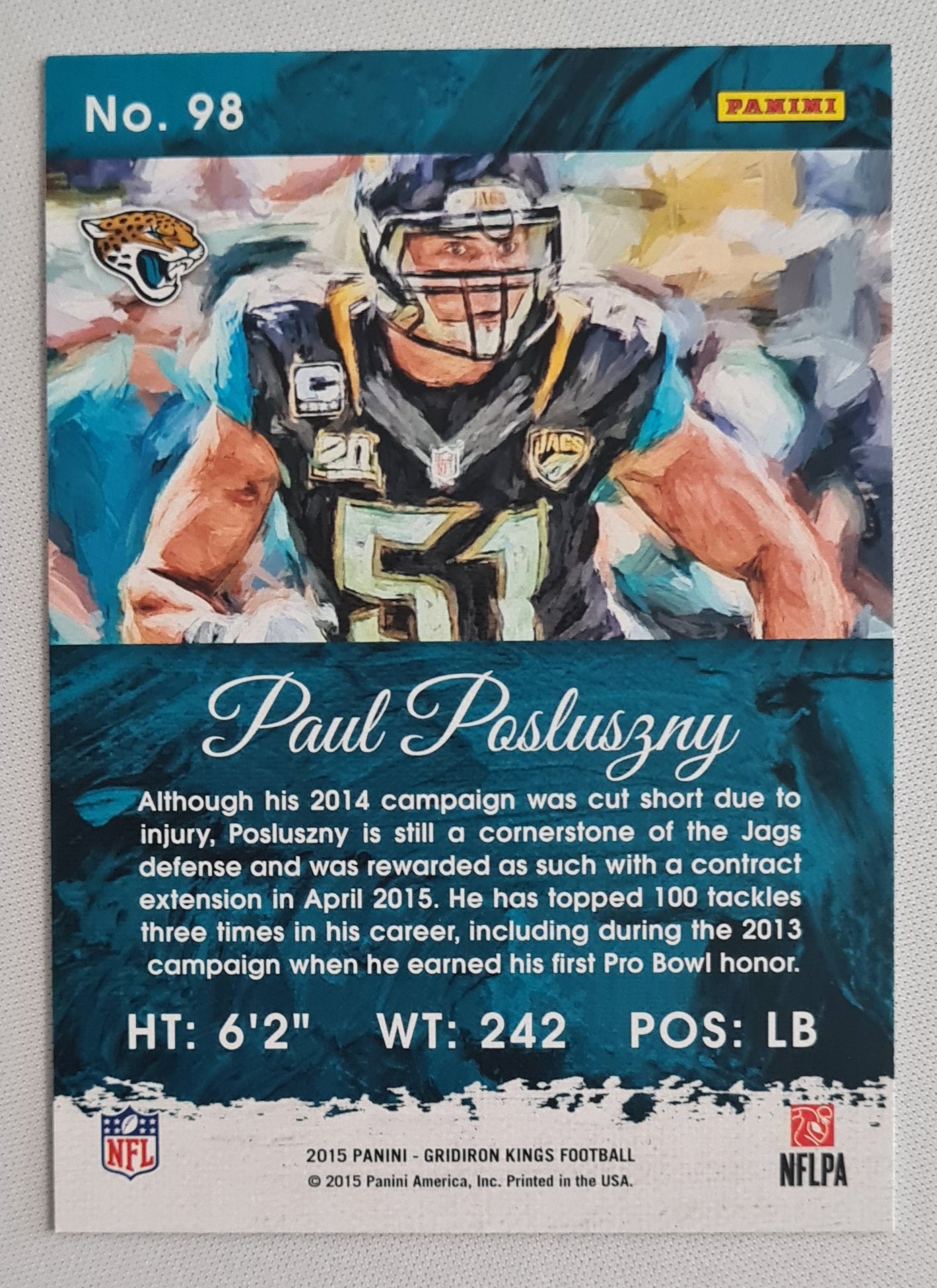 Paul Posluszny - 2015 Panini Gridiron Kings Football NFL Jacksonville Jaguars #98