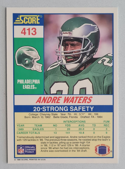 Andre Waters - 1990 Score NFL Football Philadelphia Eagles #413