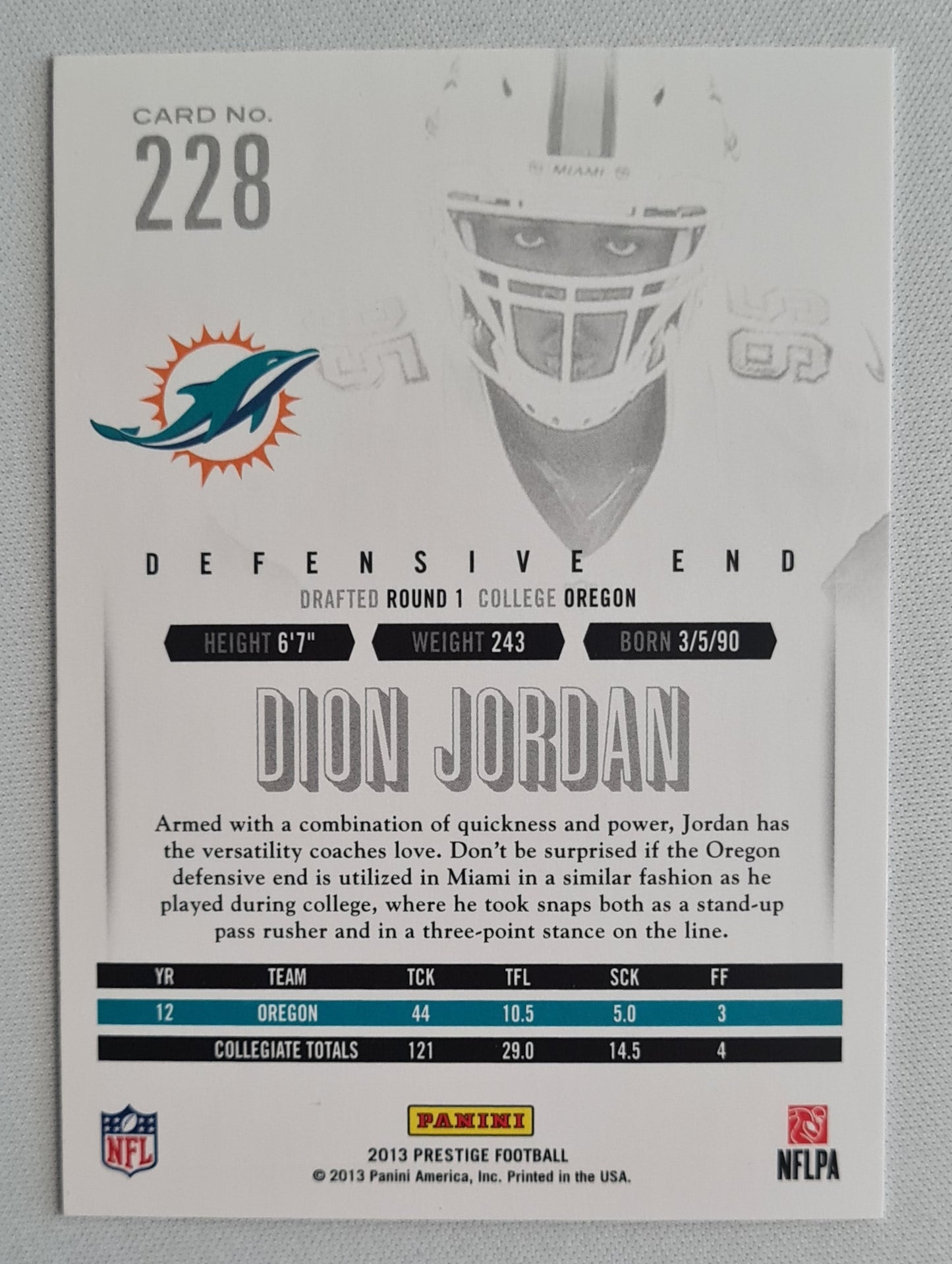 Dion Jordan - 2013 Panini Prestige Football NFL Miami Dolphins (RC) #228
