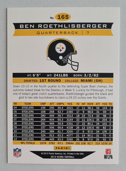 Ben Roethlisberger - 2013 Panini Score Football NFL Football Pittsburgh Steelers #165