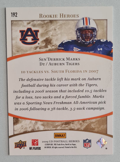 Sen 'Derrick Marks - 2009 Upper Deck Football Rookie Hero Aubrun Tigers #192