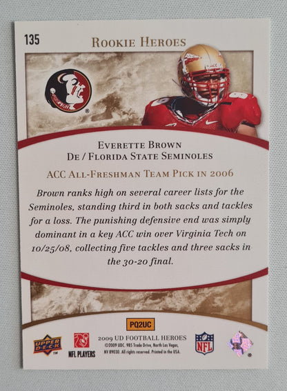 Everette Brown - 2009 Upper Deck Football Rookie Heroes Florida State Seminoles #135