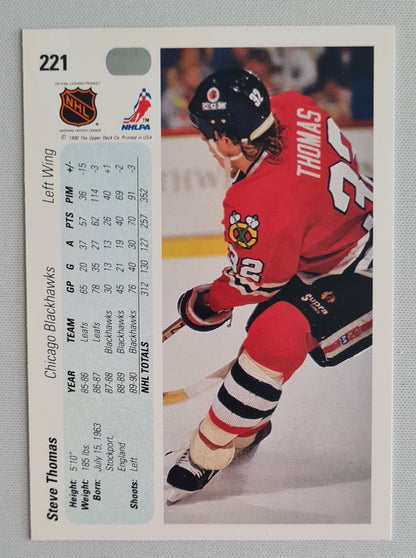 Steve Thomas - 1990 Upper Deck NHL Ice Hockey Chicago Blackhawks #221