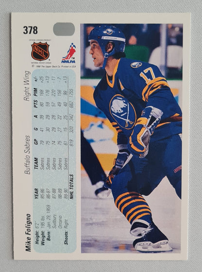 Mike Foligno - 1990 Upper Deck NHL Ice Hockey Buffalo Sabers #378