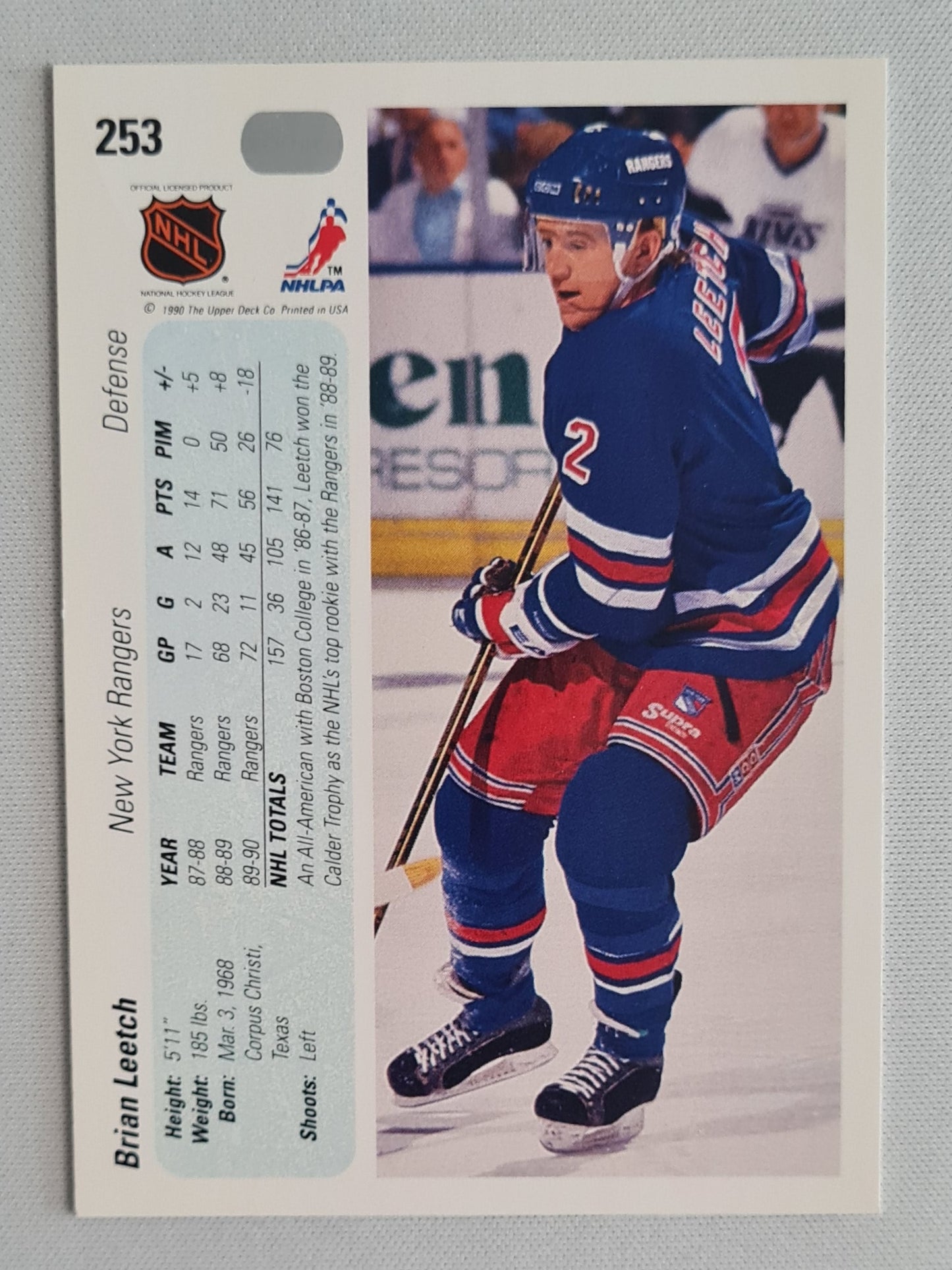 Brian Leetch - 1990 Upper Deck NHL Ice Hockey NY Rangers #253