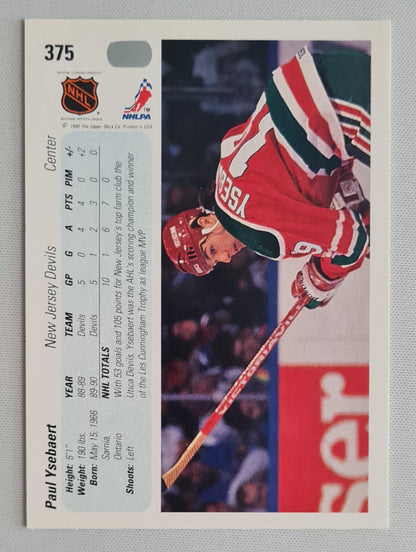 Paul Ysebaert - 1990 Upper Deck NHL Ice Hockey New Jersey Devils #375